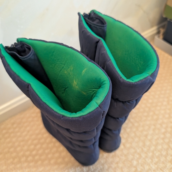 Women's Sz 7 Vintage Sporto Navy and Green Zip Up Puffy Winter Boots - Picture 5 of 11